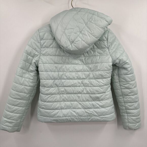 Michael Kors Girls Jacket 10 12 Medium Sea Foam Green Puffer Sherpa Hooded - Picture 4 of 12